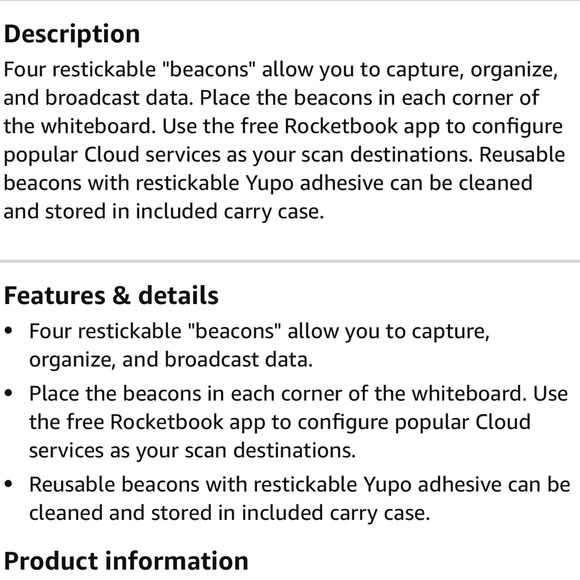 📸 BNIB Rocketbook digital restickable whiteboard beacons! Organize data! - Picture 9 of 13